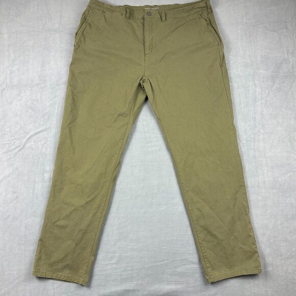 Mack Weldon Pants Mens 40x34 Green‎ Straight Leg Flat Front Stretch Chino